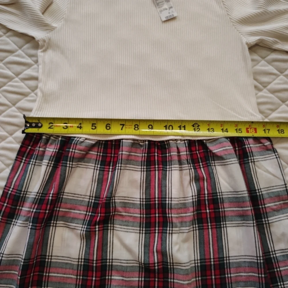 The Children's Place Girls' Long Sleeve Plaid Ribbed Fit and Flare Dress.Size 16